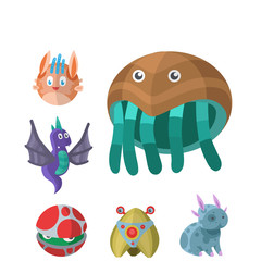 Funny cartoon monster cute alien character creature happy illustration devil colorful animal vector.