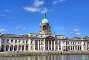 The Custom House across the River Liffey in Dublin, Ireland.