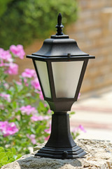 Small decorative street lamp in the yard