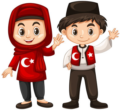 Boy and girl in Turkey costume