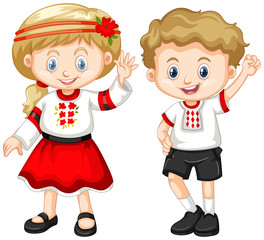 Ukraine kids in traditional outfit