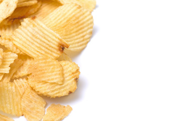 Potato chips isolated on white background