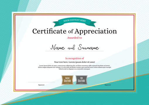 Modern certificate of appreciation template on abstract background