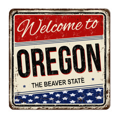 Fototapeta premium Welcome to Oregon vintage rusty metal sign
