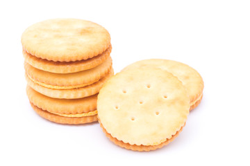 Sandwich  cheese cream cracker  isolated on white background.