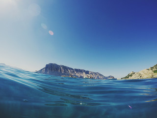 Beautiful view of a Tavolara island by gopro camera