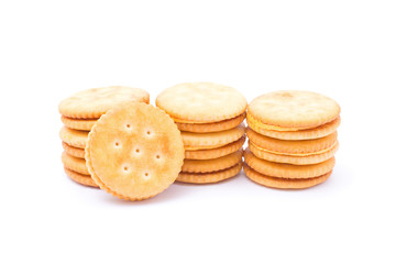 Sandwich  cheese cream cracker  isolated on white background.