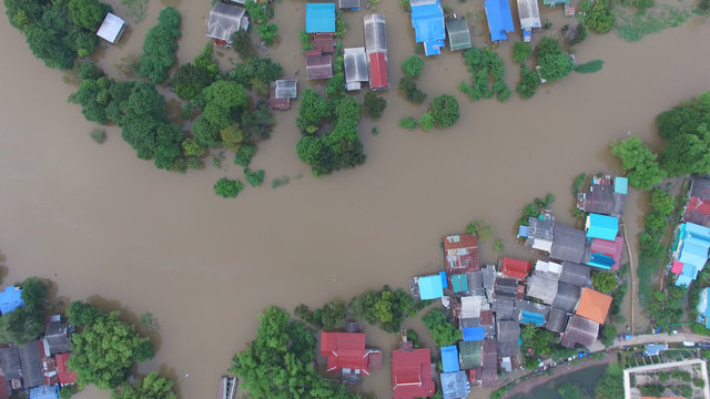 Aerial view of flood