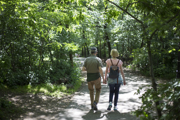 couple walking in park