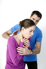 First aid techniques In case of choking, give the victim a maximum of five back slaps to try and dislodge the article from the airway