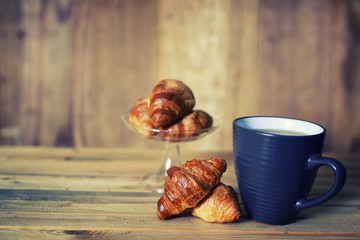 tea cup croissant breakfast