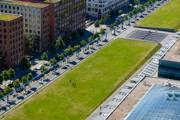 Public park, city aerial