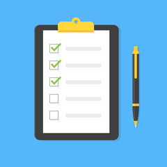 checklist clipboard with pen