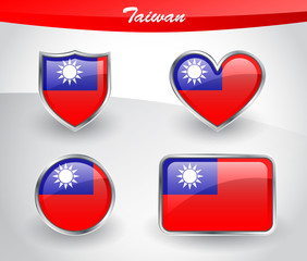 Glossy Taiwan flag icon set