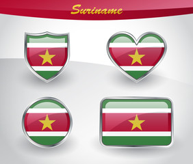 Glossy Suriname flag icon set