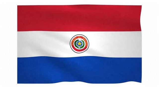 Flag of Paraguay waving on white background