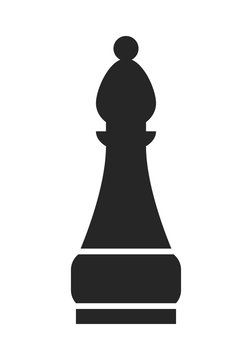 Bishop. Flat black icon, object of chess pieces. Vector illustration