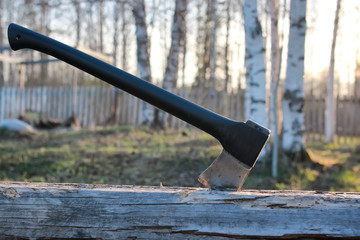 axe in wood outdoor