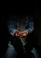 bullet in hands man