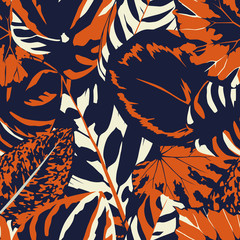 Materiał do szycia Seamless composition abstract color leaves