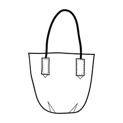 Fototapeta na wymiar Bag. Fashion accessory. Black and white illustration for coloring book