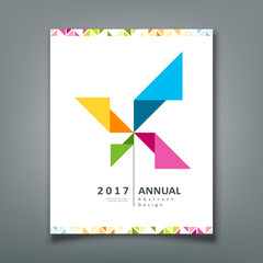 Cover Annual report, turbine origami paper design, vector illustration