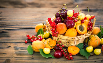 Fresh summer fruits in the basket