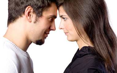 Young attractive couple, isolated