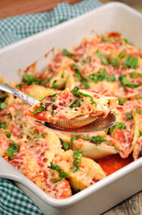 pasta conchiglioni shells stuffed meat mince