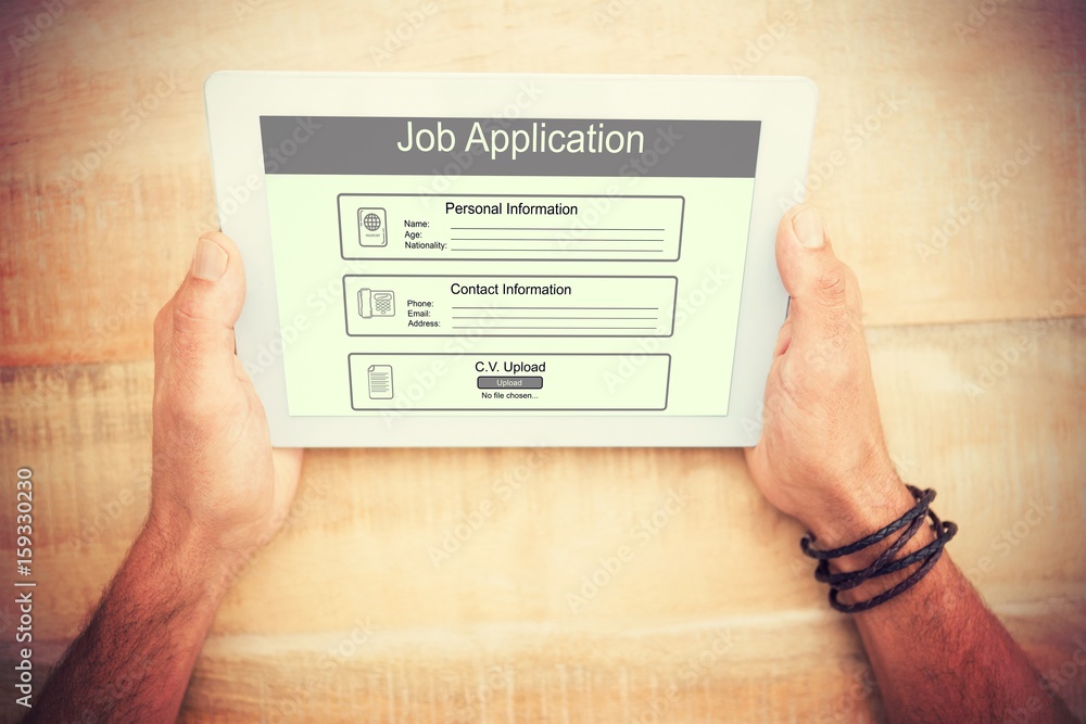 Poster composite image of digitally generated image of job application