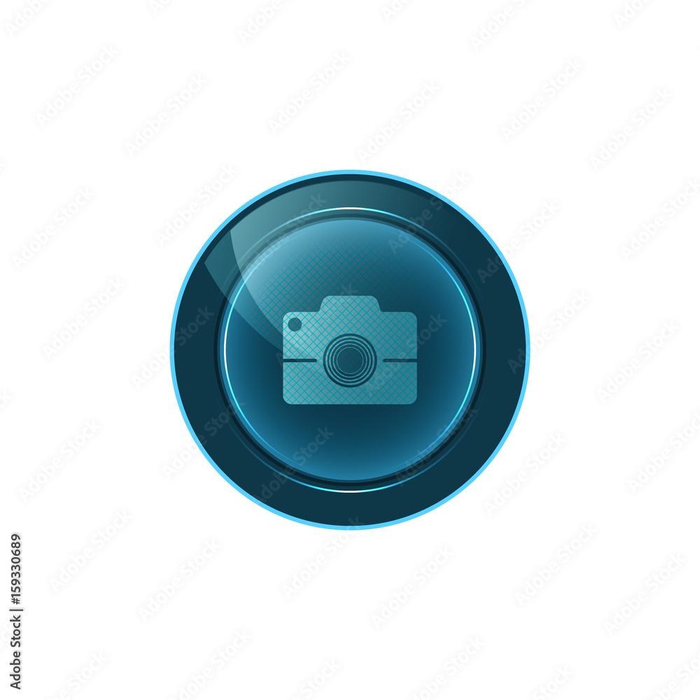 Aufkleber web button photo camera on white background. vector design.
