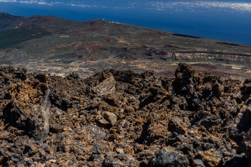 Desert Lonely Road Landscape in Volcan Teide National Park, Tenerife, Canary Island, Spain