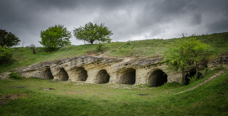 Ancient handmade caves near settlement of the White Croatian - Stilsko, Ukraine. Stilsko was one of the biggest cities of Europe in 9 century.