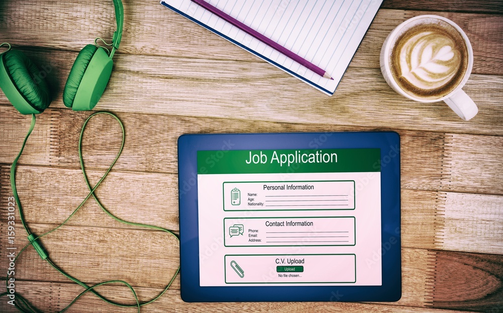 Poster composite image of digitally generated image of job application