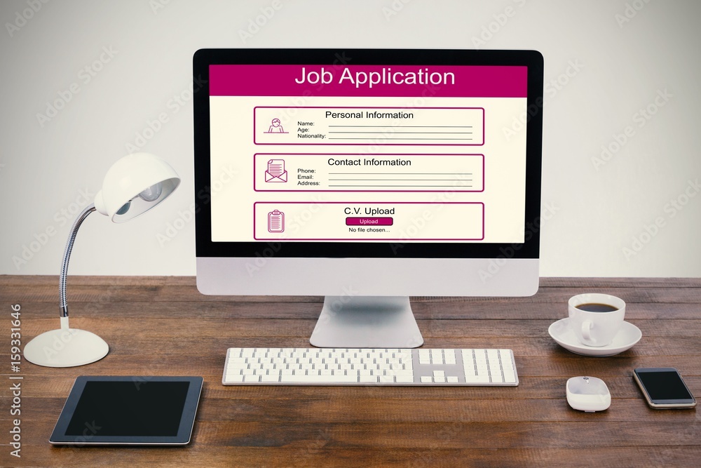Poster composite image of digitally generated image of job application