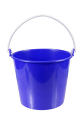 empty blue plastic household bucket isolated on white background