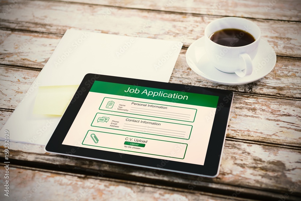 Poster composite image of digitally generated image of job application