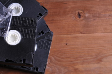 Old videotapes on the table
