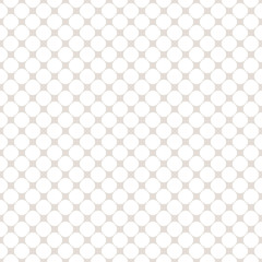 Circles seamless pattern, simple vector geometric texture in soft pastel colors, white & beige. Illustration of perforated surface, mesh. Subtle modern repeat background. Decorative design element 