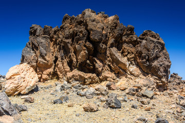 Fototapeta na wymiar Desert Lonely Road Landscape in Volcan Teide National Park, Tenerife, Canary Island, Spain