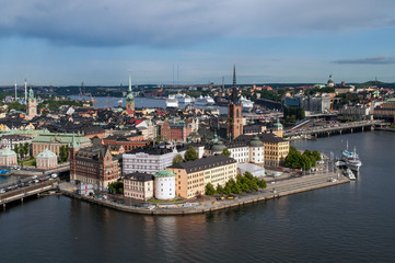 Fototapeta na wymiar Waterfront and old quarter of Gamla Stan, Stockholm, Sweden
