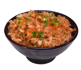 Garlic fried rice isolated on white background with clipping path