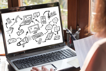 Communication concept on a laptop screen