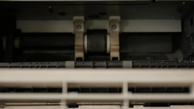 Female takes toner cartridge from office printing device 4K 2160p 30fps UltraHD footage - Changing of modern laser printer cassette 3840X2160 UHD video
