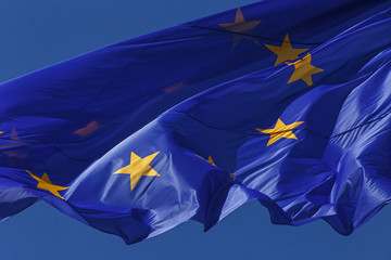 flag of European Union against blue sky