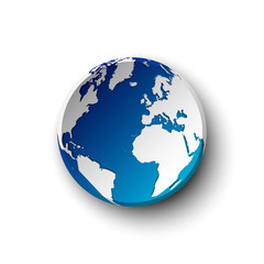 Blue earth badge and shadow . isolated .