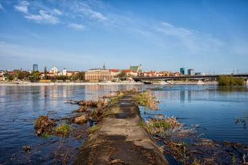 Old Pier on Vistula River in City of Warsaw