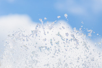 Water drops in the air on the sky.