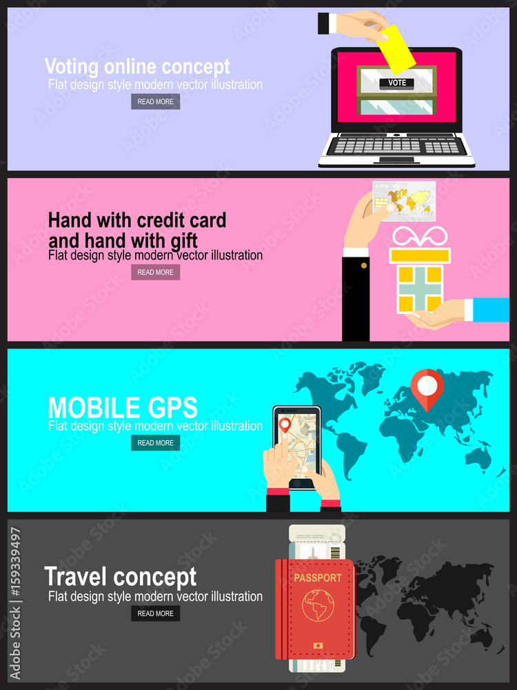 Poster mobile gps navigation.vector passport, boarding pass and world map icon. voting online concept.hand 