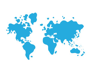 Blue world map cartoon icon.